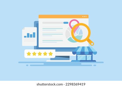 Local business optimization, Business near me concept, Local listing ranking - vector illustration with icons