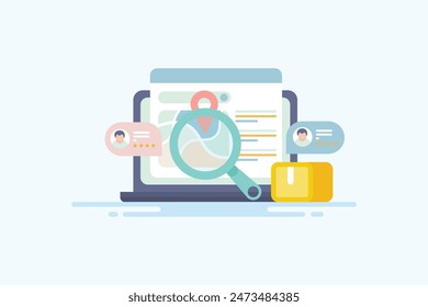 Local business SEO, Local business listing on search engine, Search engine local search result, SEO maps - vector illustration with icons