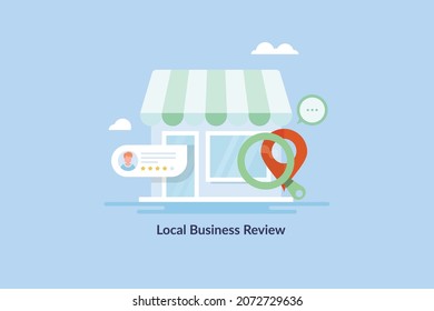 Local Business SEO, Local Listing, Online business search - flat design vector illustration