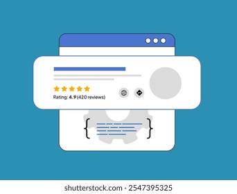 Local Business SEO with Schema Markup. Boost local SEO by using schema markup for business listings, reviews and events. Local search results enhanced by schema structured data vector illustration