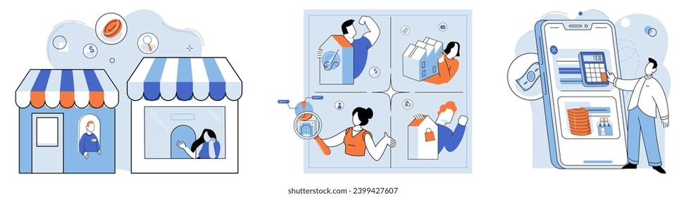 Local business. Vector illustration. The local business concept embodies spirit entrepreneurship and community engagement Financial management is vital for businesses to maintain stability and make