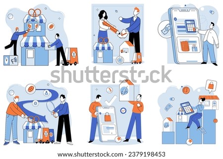 Local business. Vector illustration. Employment in local businesses strengthens local economy and fosters community development Company promotion is necessary for businesses to increase brand