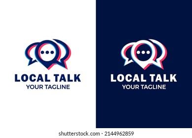 Local Chat Logo Design, Pin mark Bubble Chat Logo Designs