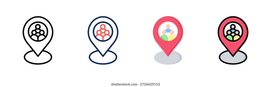 Conjunto de iconos de la comunidad local colección de varios estilos