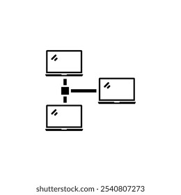 Rede Local Do Computador, Ícone De Vetor Plano Sólido Conectado À Lan Isolado No Plano De Fundo Branco.