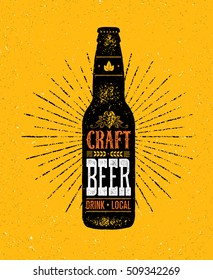 Local Craft Beer Creative Handmade Typography Poster Concept. Vector Design Element On Rough Background