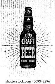 Local Craft Beer Creative Handmade Typography Poster Concept. Vector Design Element On Rough Background