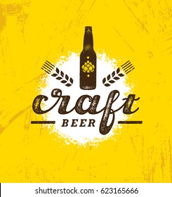 Local Craft Beer Creative Vector Concept Concept On Rough Background. Artisan Handmade Alcohol Sign Illustration