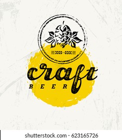 Local Craft Beer Creative Vector Concept Concept On Rough Background. Artisan Handmade Alcohol Sign Illustration