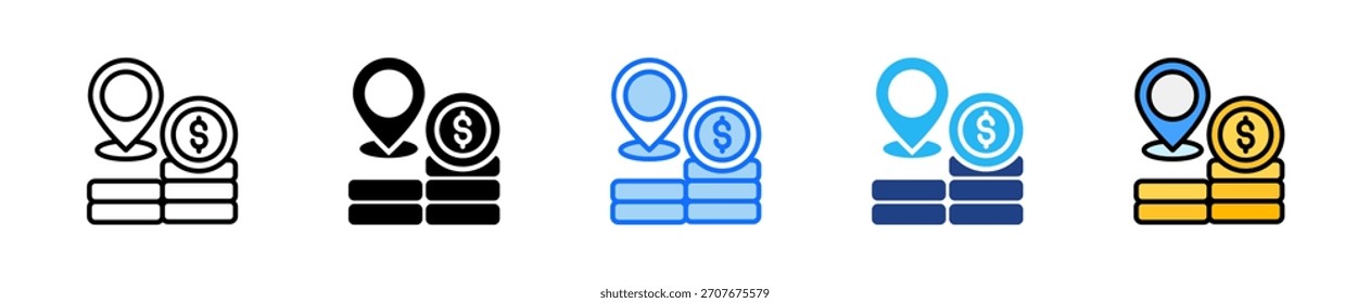 Conjunto de iconos de moneda local Colección de estilos múltiples