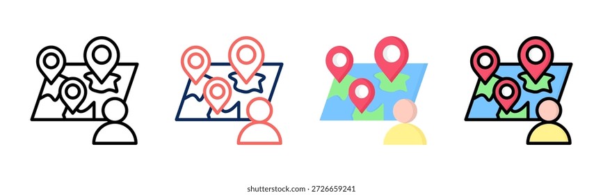 Conjunto de iconos de densidad local colección de estilos múltiples