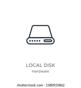 Local disk icon. Thin linear local disk outline icon isolated on white background from hardware collection. Line vector sign, symbol for web and mobile