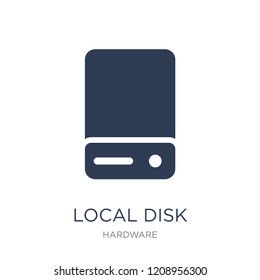 Local disk icon. Trendy flat vector Local disk icon on white background from hardware collection, vector illustration can be use for web and mobile, eps10