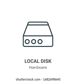 Local disk outline vector icon. Thin line black local disk icon, flat vector simple element illustration from editable hardware concept isolated stroke on white background