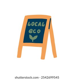 Local Eco Sandwich Board isolado no fundo branco. Ilustração de vetor em estilo desenhado à mão ingênuo