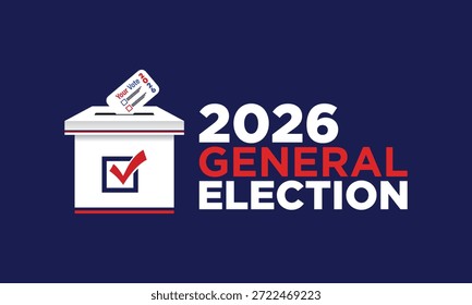 Elección local 2026 Anuncio de diseño plano con diseño de información limpia