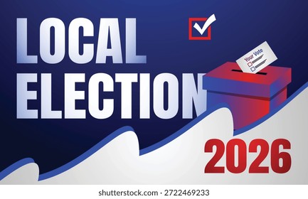Design de banner quadrado mínimo da eleição local 2026 para uso de mídia