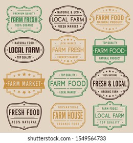 Local Farm Fresh Premium Quality Stamp. Frames. Grunge Design. Icon Art Vector. Old Style Frames.