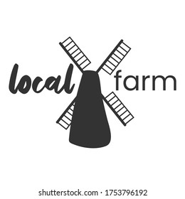 Local farm logo. farm food simple stamp. Typographic eco farm insignia in monochrome style. Simbol with text vector illustration