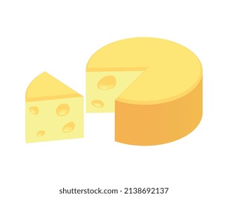 Local farm market isometric composition with isolated image of cheese with slice on blank background vector illustration