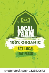 Local Farm Organic Fresh Food Market. Homegrown Vegetables Illustration. Craft Vector Design Element On Painted Wall Background