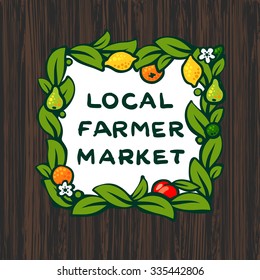 Local Farmer Market, Farm Logo Design, Vector Illustration