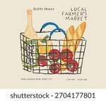 Local farmer market. Vegetable set design. Fresh vegan food. Vegetable love club. Organic vegetable farm.
