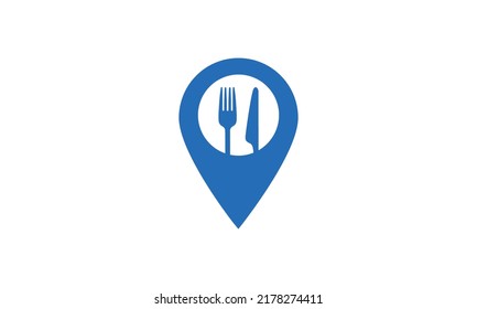 Local Food Icon Logo, Food Point Vector Logo Design. Restaurant Locator GPS Logo Design Template.