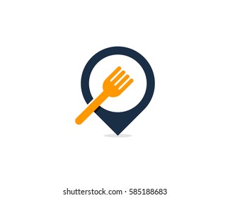 Local Food Pin Logo Design Element