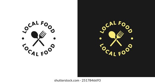 Local food sign. Local food logo, icon, label, sticker or package stamp. Local products. Restaurant and frozen meals concept. Vector