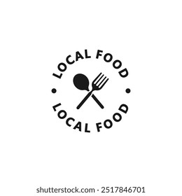 Local food sign. Local food logo, icon, label, sticker or package stamp. Local products. Restaurant and frozen meals concept. Vector