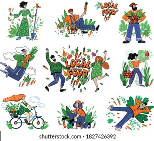 Local Food. Support Local Farmers. Concept Eco Design Element