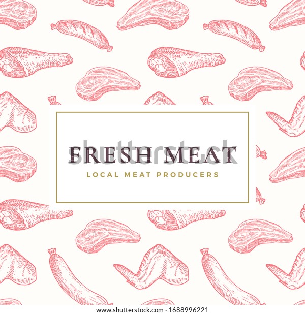 Local Fresh Meat Vector Label Seamless Stock Vector (Royalty Free ...