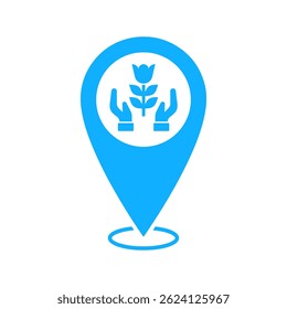 Local Garden Location Pin Icon, Green Spot Map Marker, Plant Symbol
