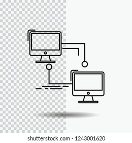 local, lan, connection, sync, computer Line Icon on Transparent Background. Black Icon Vector Illustration