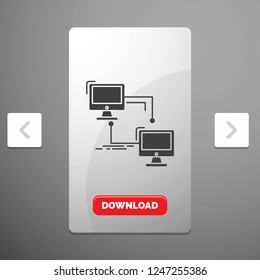 local, lan, connection, sync, computer Glyph Icon in Carousal Pagination Slider Design & Red Download Button