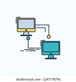 local, lan, connection, sync, computer Flat Icon. green and Yellow sign and symbols for website and Mobile appliation. vector illustration