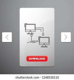 local, lan, connection, sync, computer Line Icon in Carousal Pagination Slider Design & Red Download Button