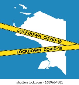 Local lockdown concept for Papua, Indonesia Coronavirus (COVID-19) vector illustration