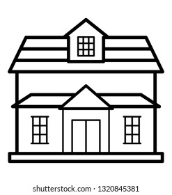 A local lodging building, hotel line icon 