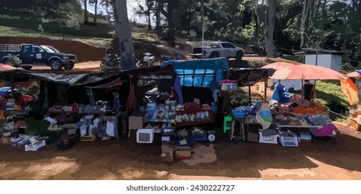 local market in country sale many fruits and vegetable. 