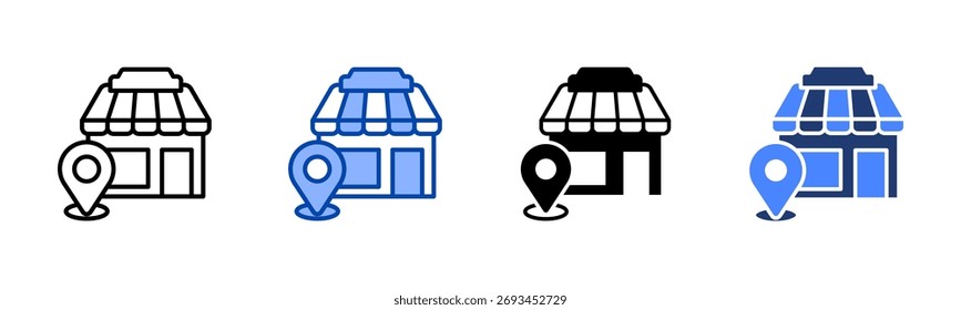 Local Market icon set multiple style collection