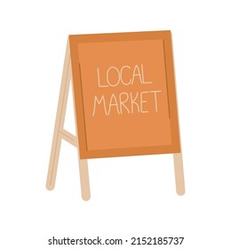 local market signboard over white