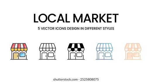 Conjunto de iconos de vector de mercado local ilustración de stock