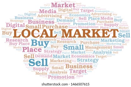 Local Market word cloud. Vector made with text only