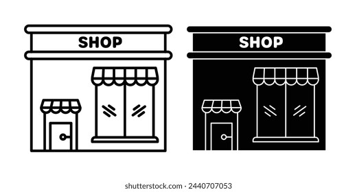 Local Marketplace and Storefront Icons. Small Business and Retail Symbols