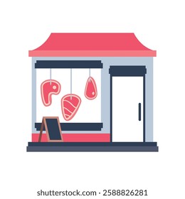 Local meat shop with window display illustration