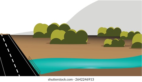 Local nature desert highway landscape, vector illustration design background 