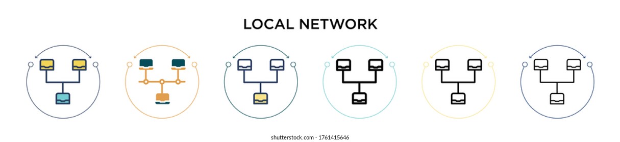 Local network icon in filled, thin line, outline and stroke style. Vector illustration of two colored and black local network vector icons designs can be used for mobile, ui, web