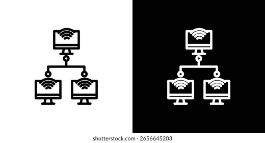 Local network icon isolated silhouette on white background. Vector illustration.